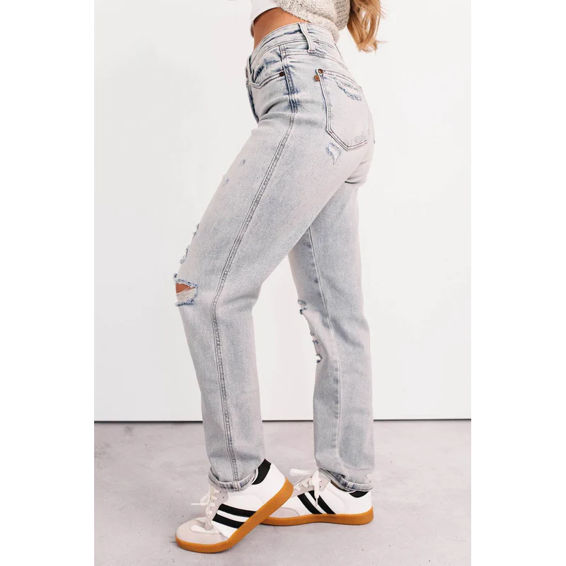 Meadow Mid Rise Judy Blue Boyfriend Jeans Light - AngraBech