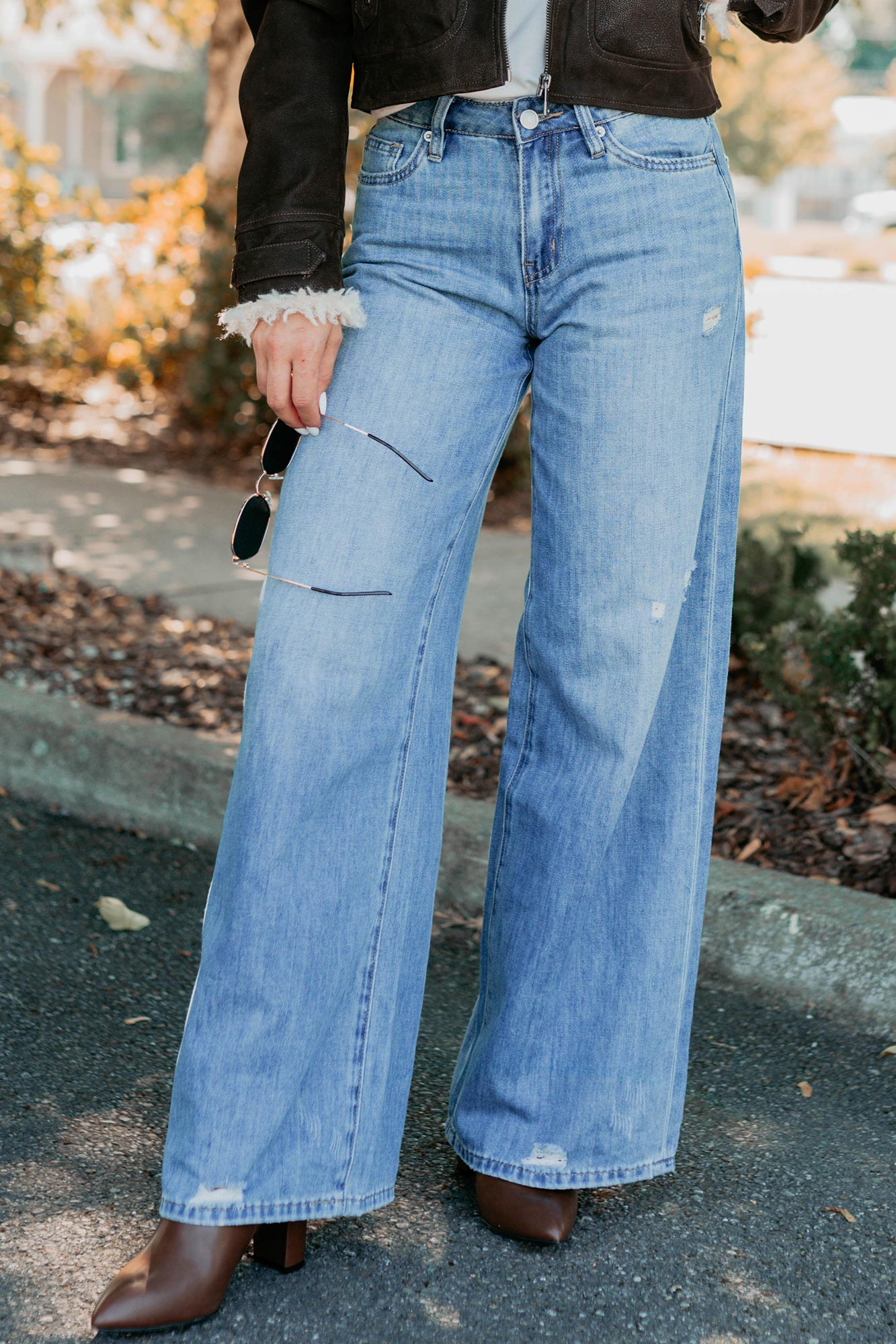 Jillian High Rise Wide Leg Mica Denim Jeans (Le Bleu) - NanaMacs