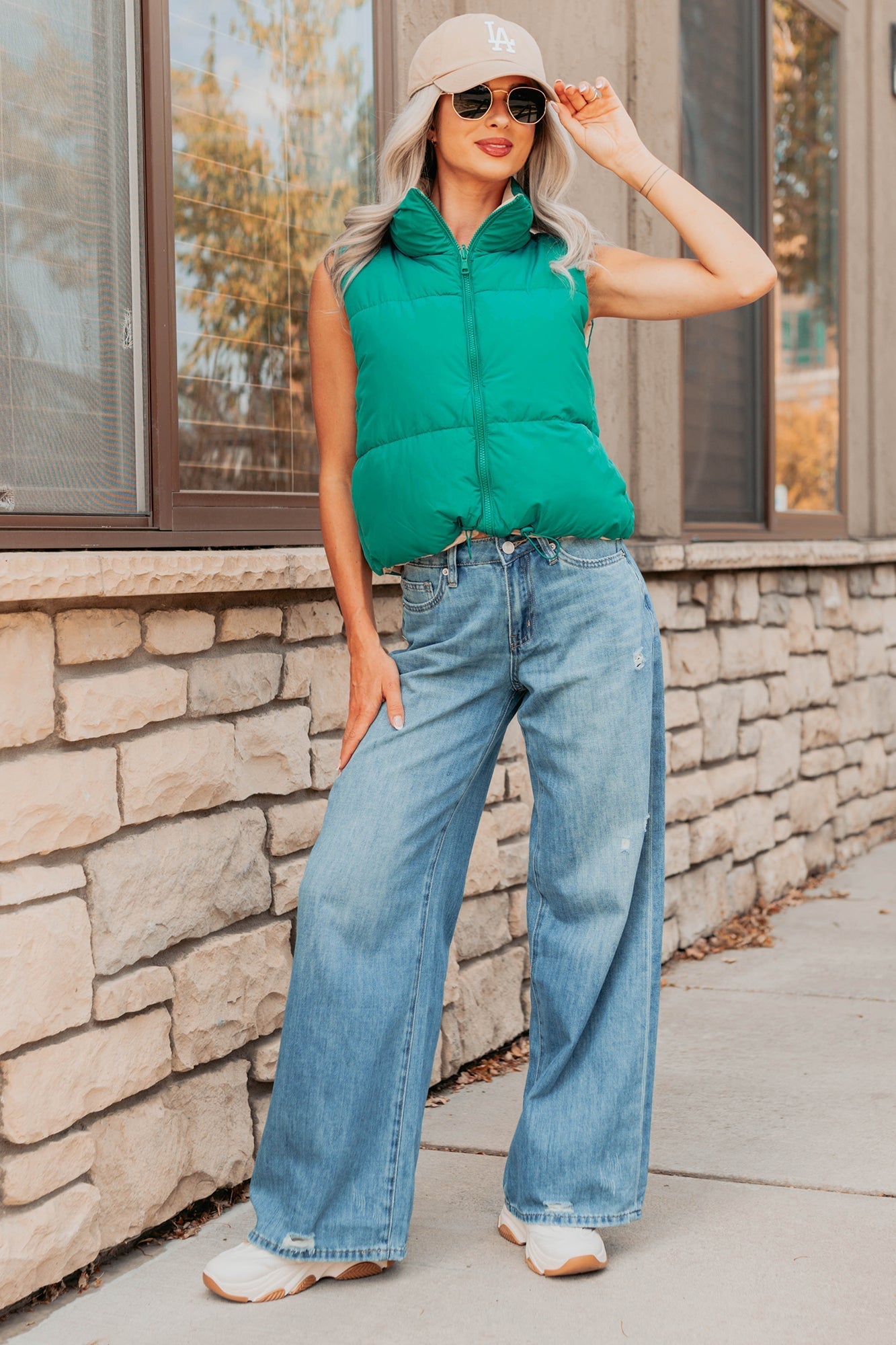 Jillian High Rise Wide Leg Mica Denim Jeans (Le Bleu) - NanaMacs