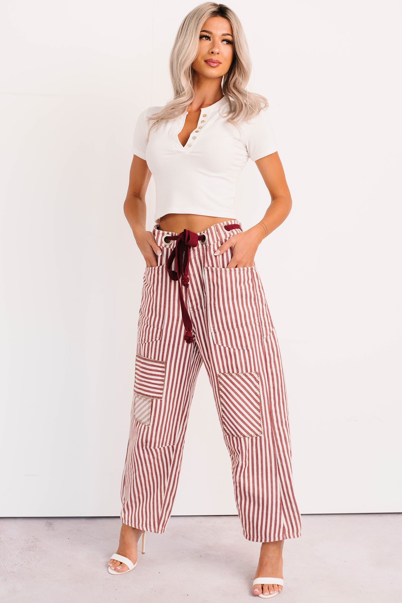 High Spirits Limited Edition Striped Barrel Jeans (Raspberry) - Ships by 9/5 - NanaMacs