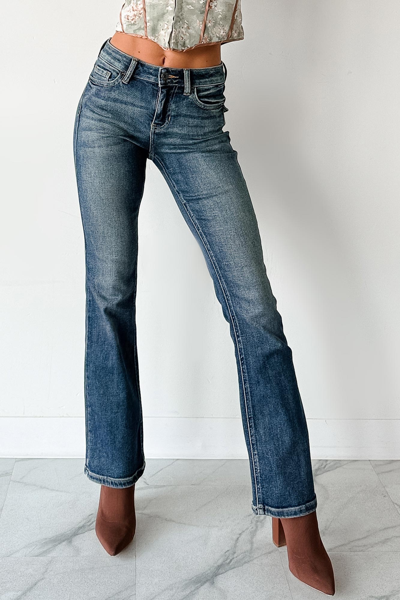 Roman Mid Rise Boot-Cut Cello Jeans (Dark Tint) - NanaMacs
