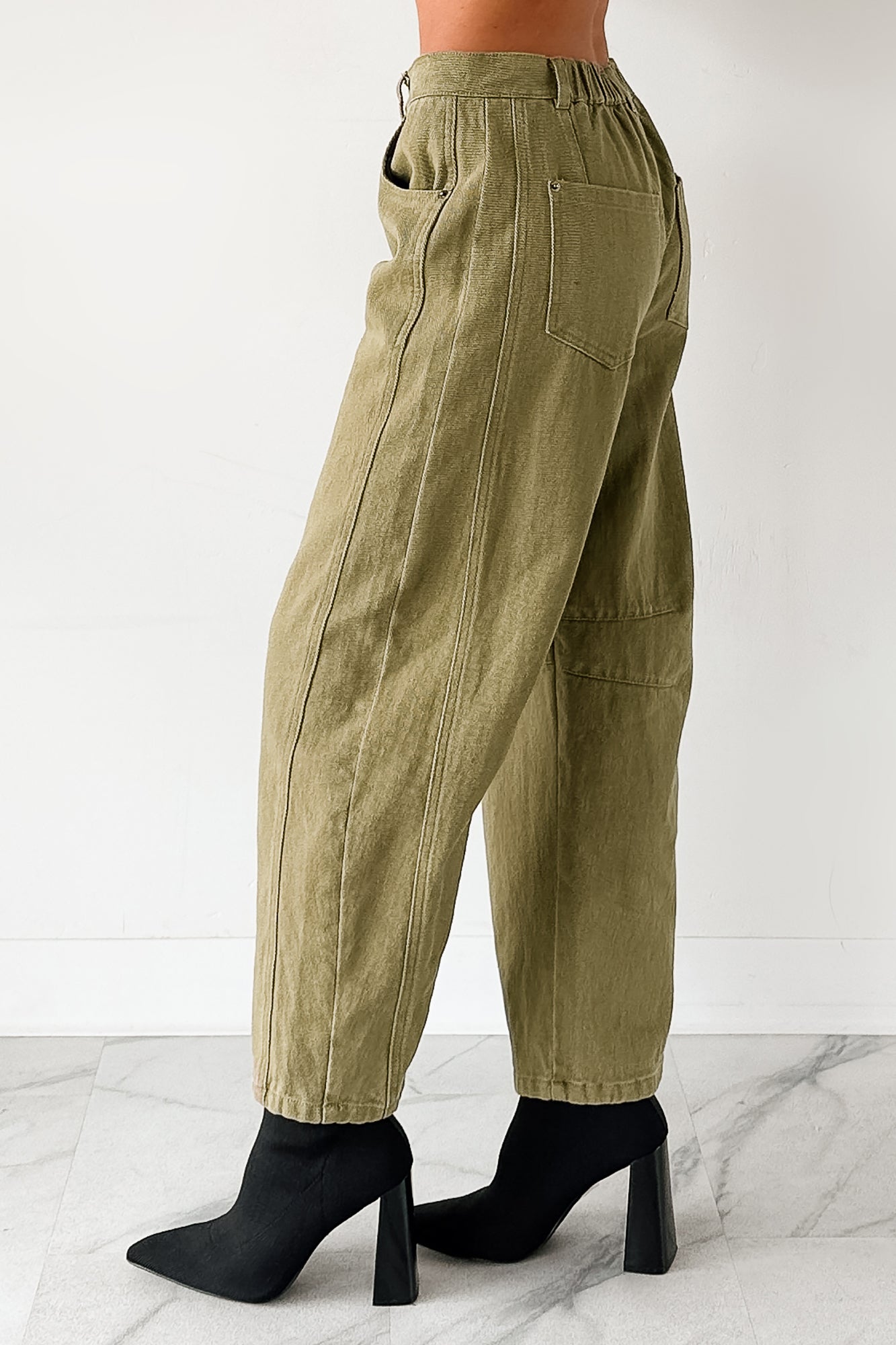 Hansen Hight Rise Barrel Jeans (Olive) - NanaMacs