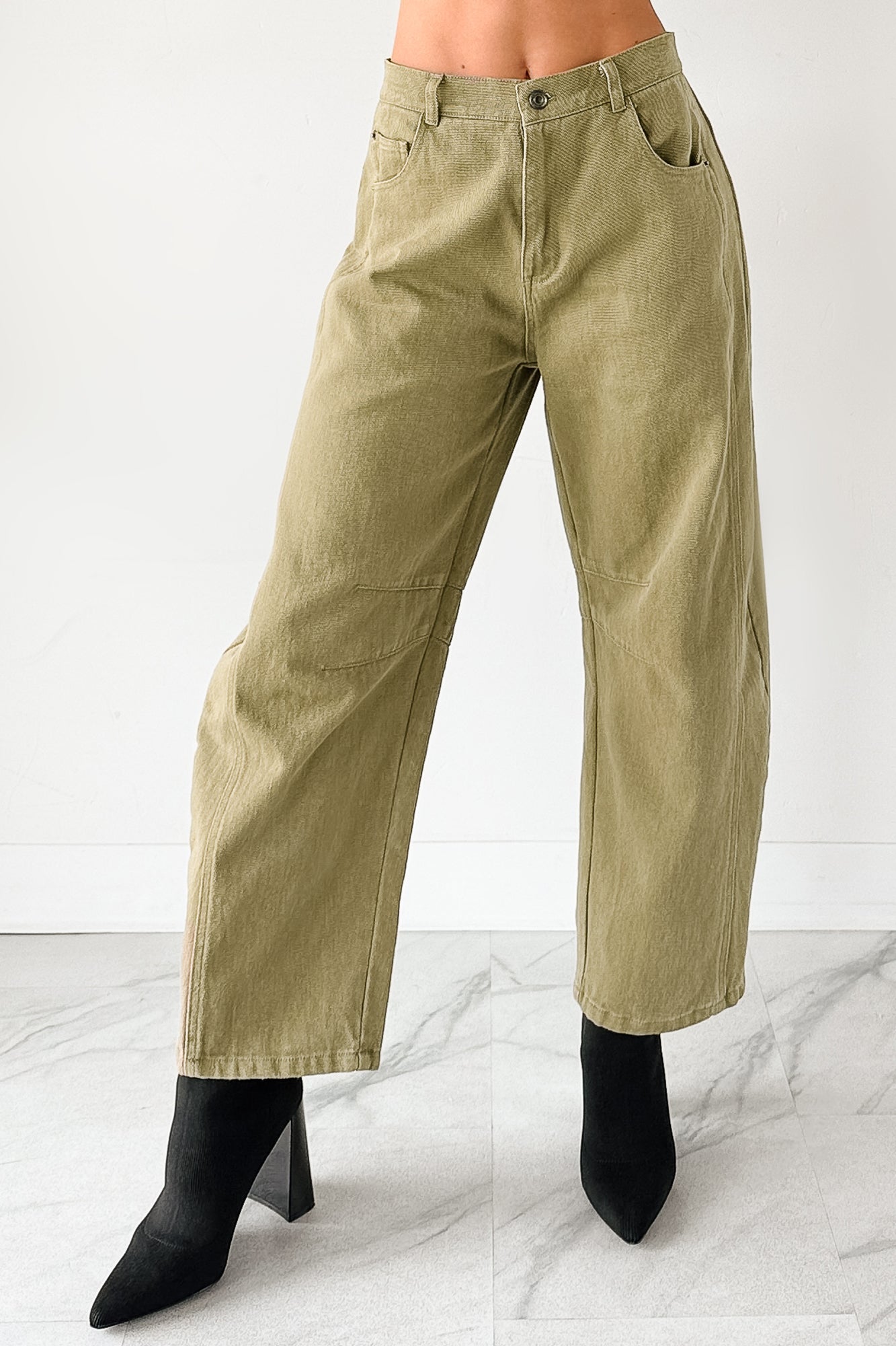 Hansen Hight Rise Barrel Jeans (Olive) - NanaMacs