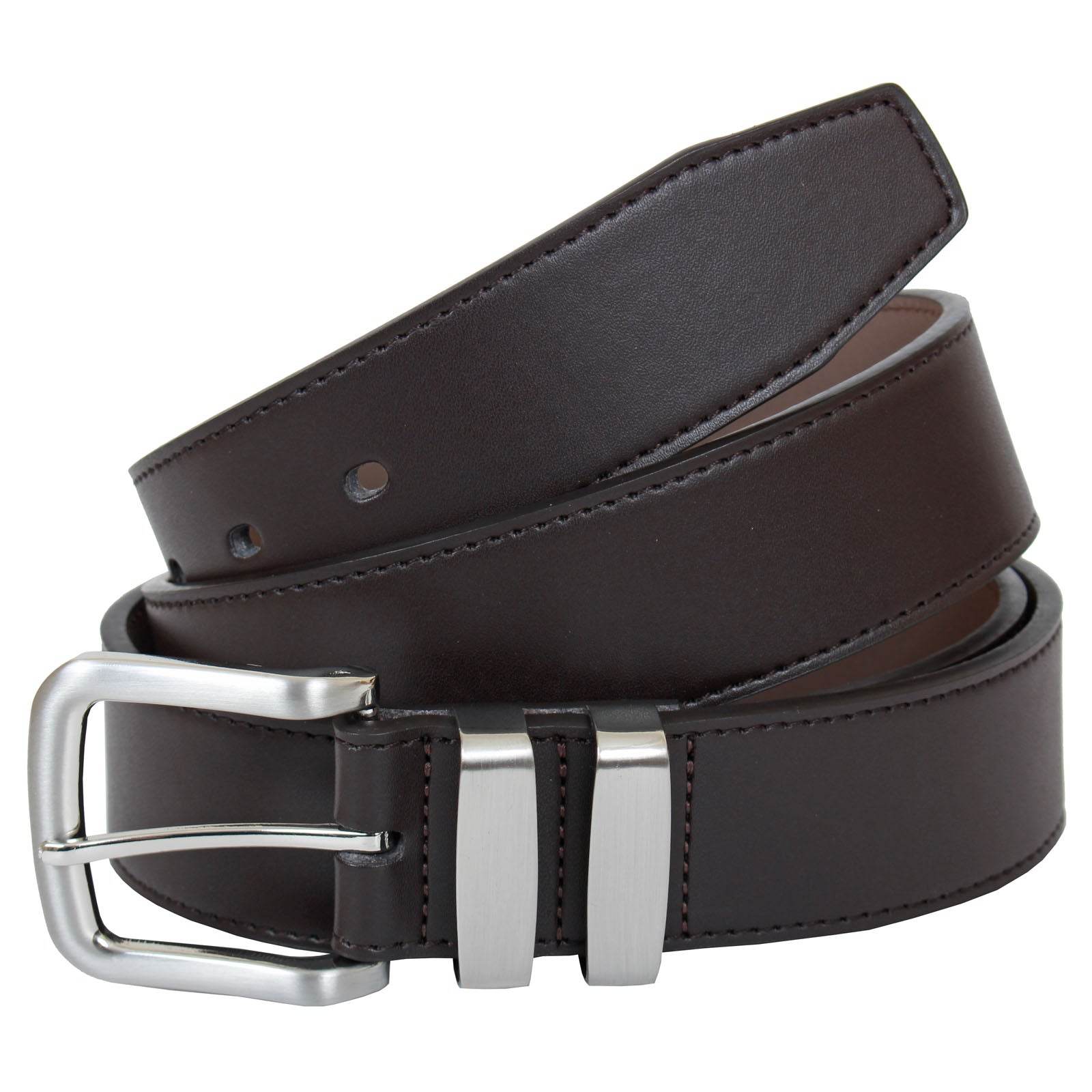 Plus Size Langsborough Double Metal Loop Fashion Belt Dark Brown - AngraBech