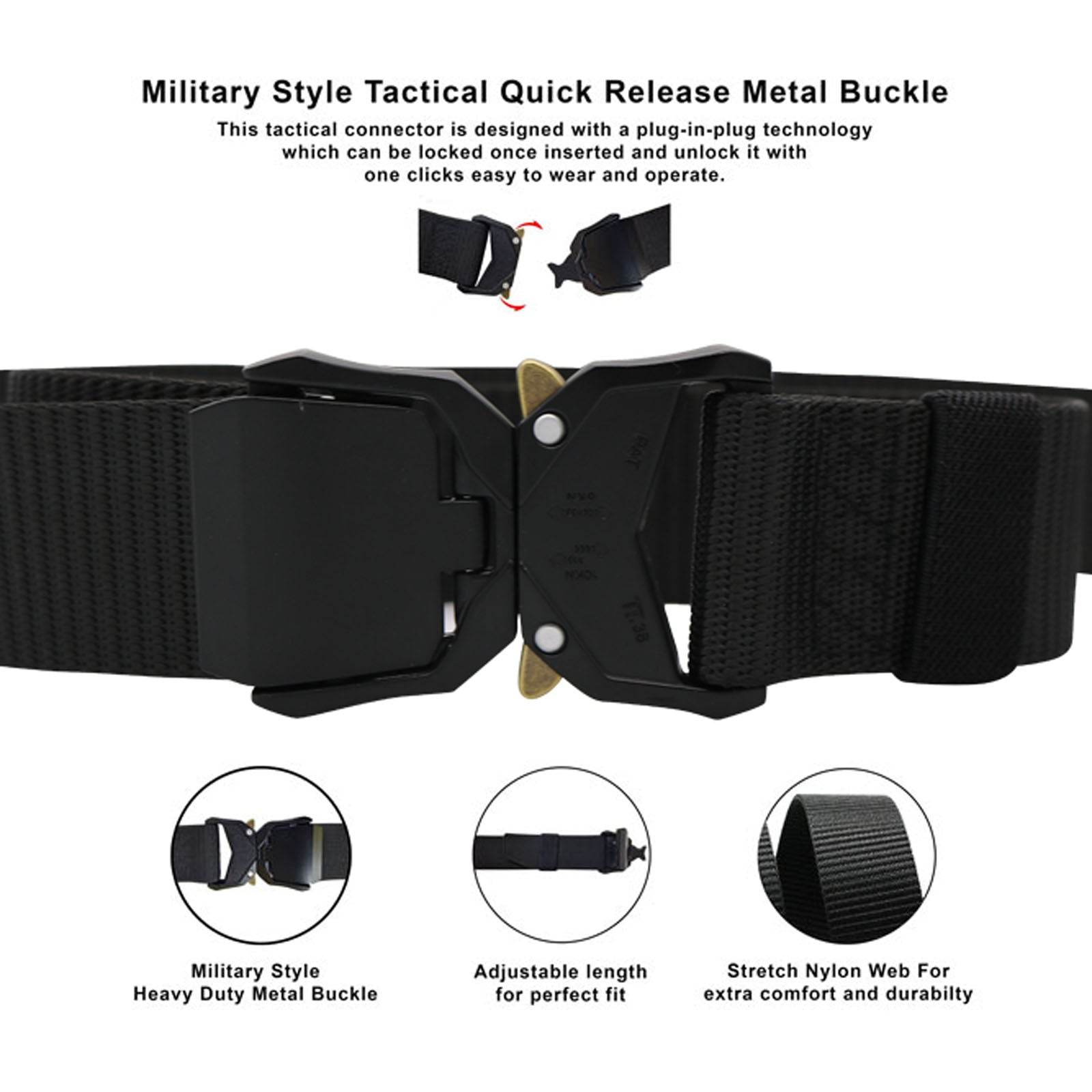 Plus Size Dale Tactical Stretch Webbing Belt Bla - AngraBech