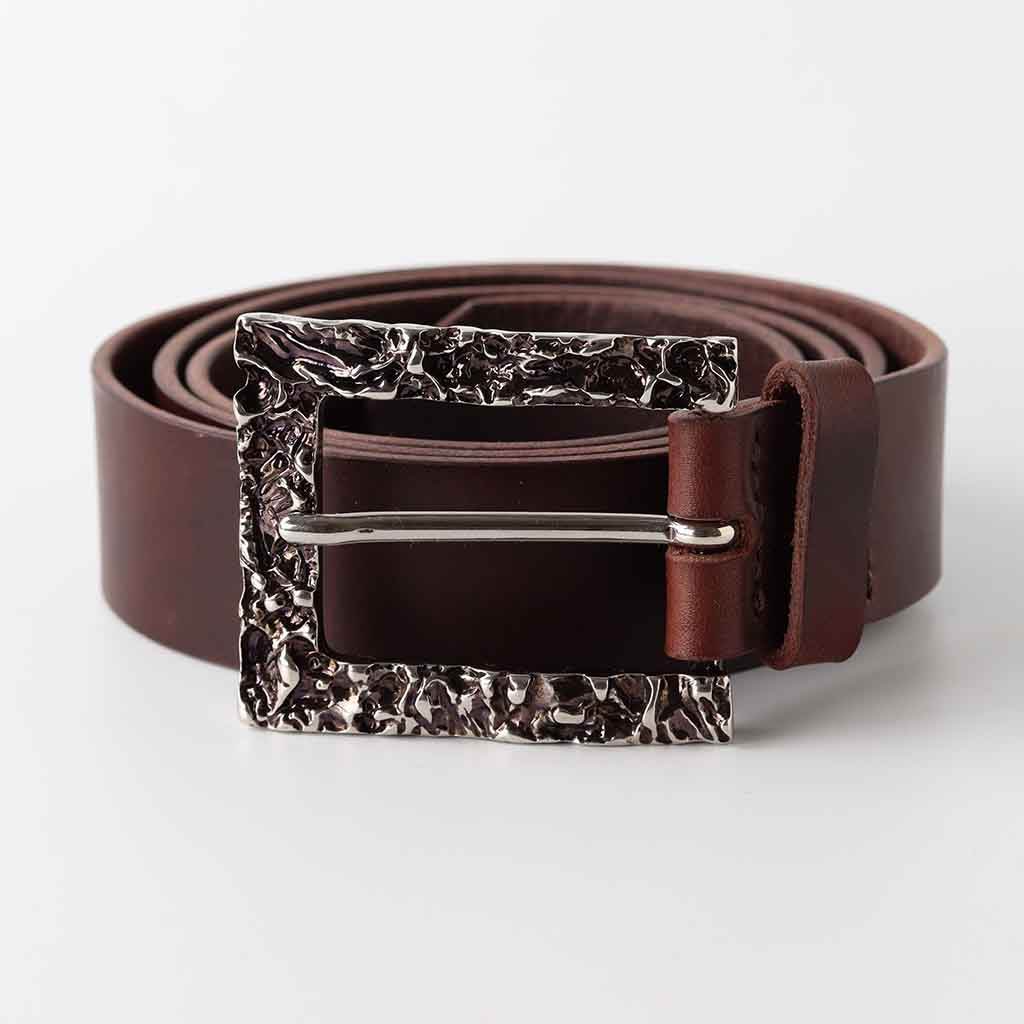 Unisex Leaer Belt Laro Chocolate Palladium By Kaseta - AngraBech
