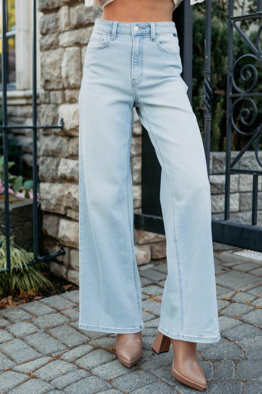 Geneva høy midje vide ben cello jeans lyse