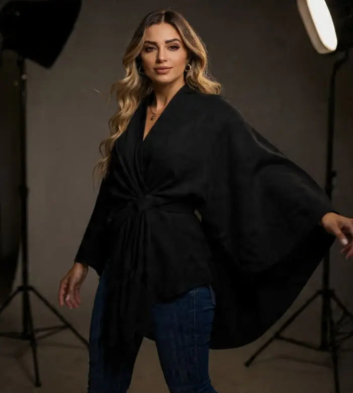 🔥Elegant Shawl Wraps Soft Open Front Poncho Sweater (Pre-Black Friday Sale)