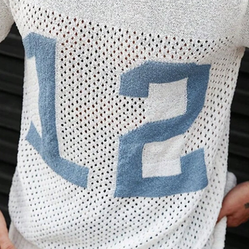 Mens Sport Lettering Jacquard Crew Ne Short Sleeve Sweater Mta1856c1x