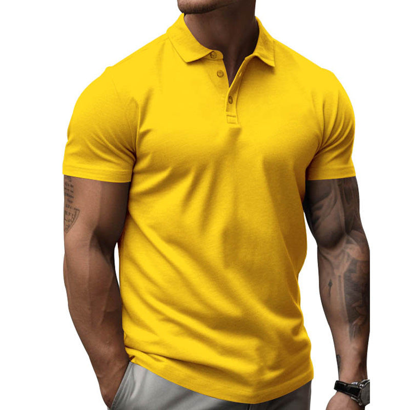 Mens Solid Slim Lapel Short Sleeve Casual Polo Shirt 22236281z