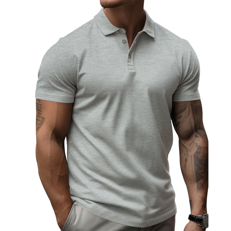Mens Solid Slim Lapel Short Sleeve Casual Polo Shirt 22236281z