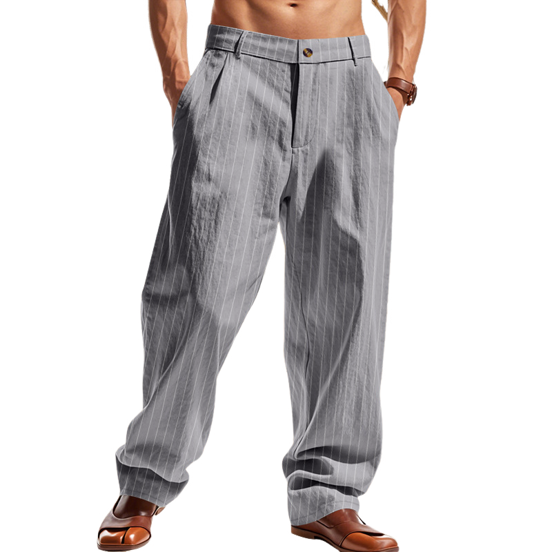 Mens Casual Striped Straight Loose Casual Pants Mta1321f1x