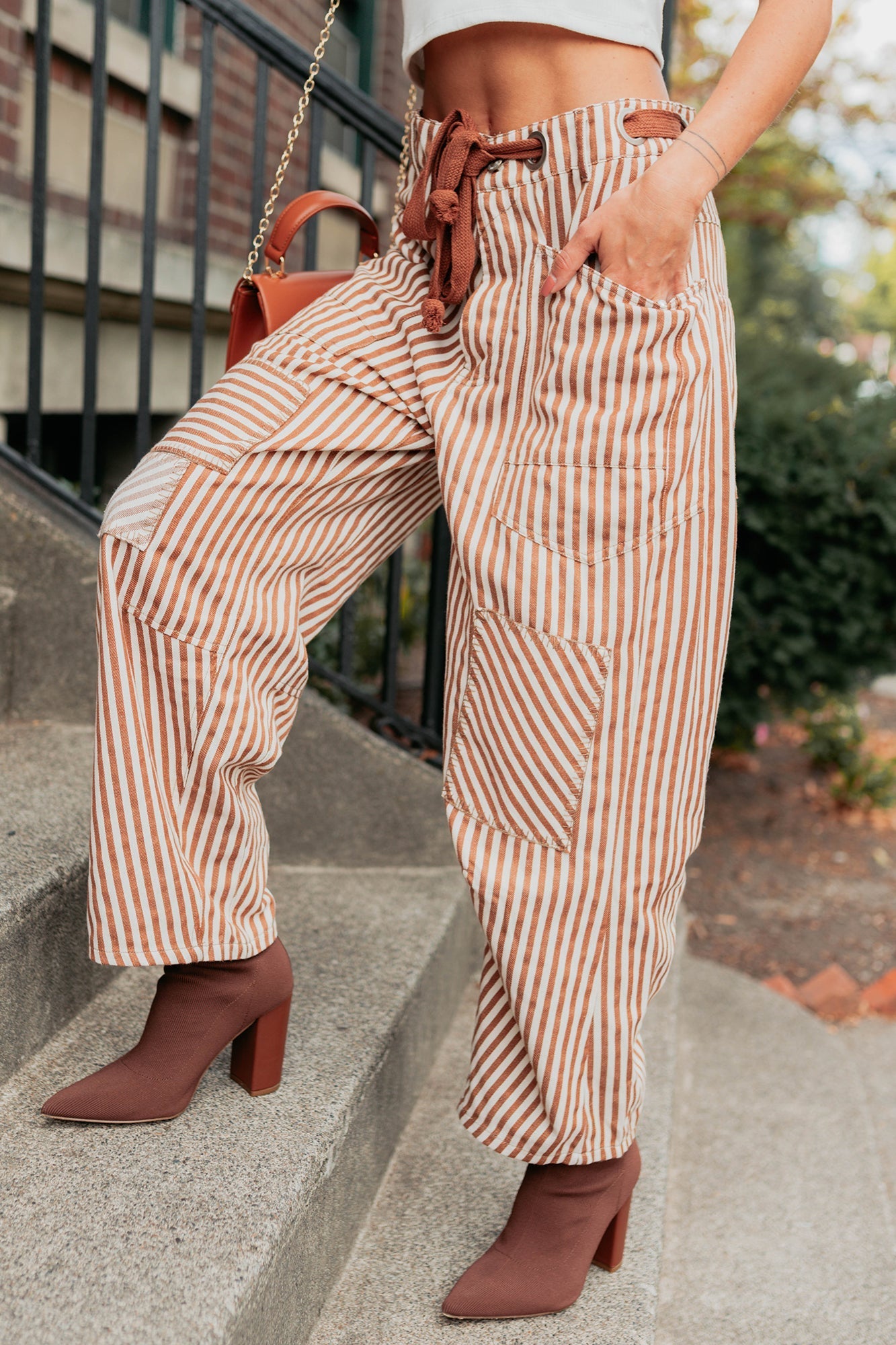 High Spirits Limited Edition Striped Barrel Jeans (Caramel) - NanaMacs