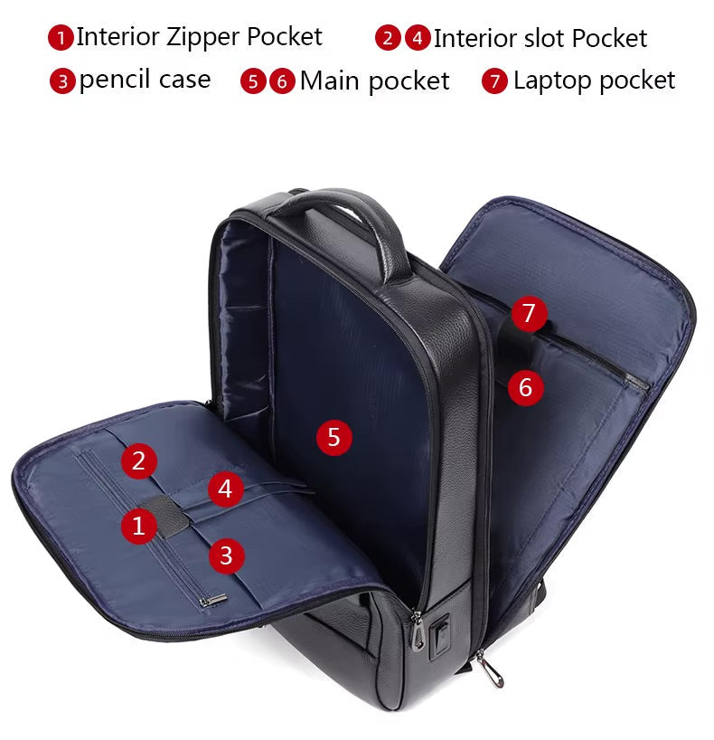 Premium Genuine Leaer Laptop Bapa Business And Travel Bag Wi Usb Charging Port