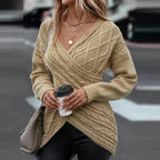 Asymmetrical Vne Wrap Knit Sweater - AngraBech