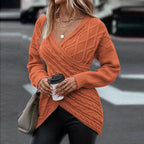 Asymmetrical Vne Wrap Knit Sweater - AngraBech