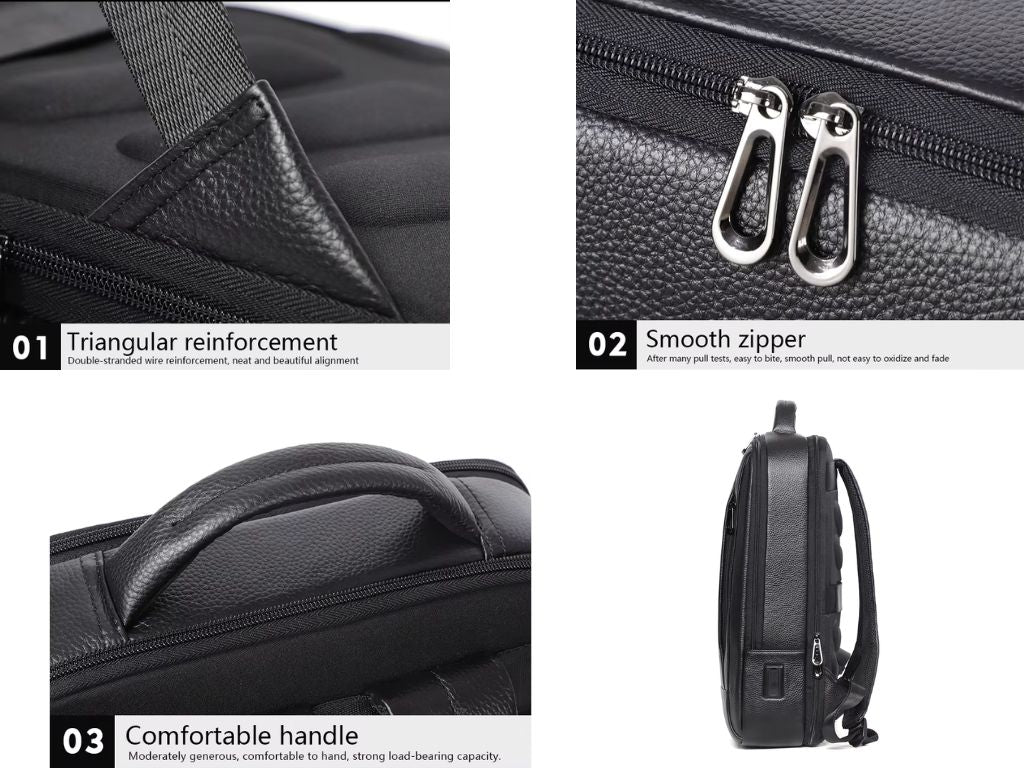 Premium Genuine Leaer Laptop Bapa Business And Travel Bag Wi Usb Charging Port