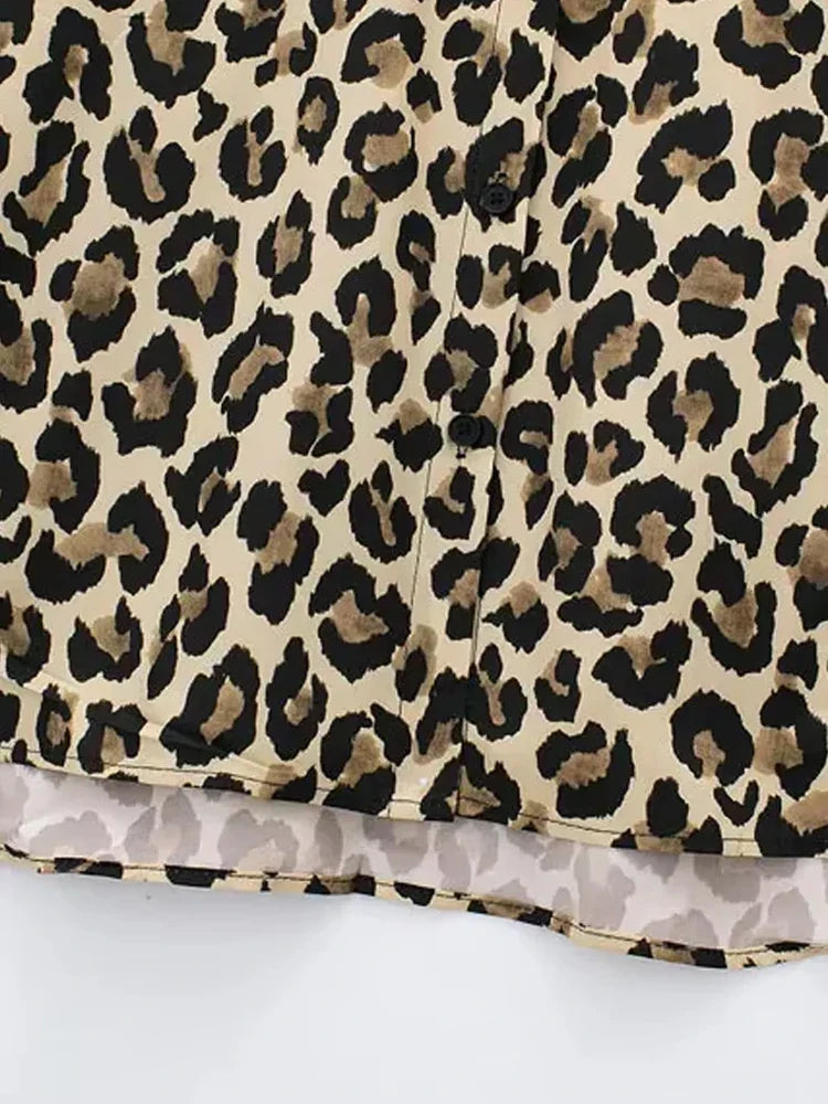Chic Leopard Print Button-Up Blouse