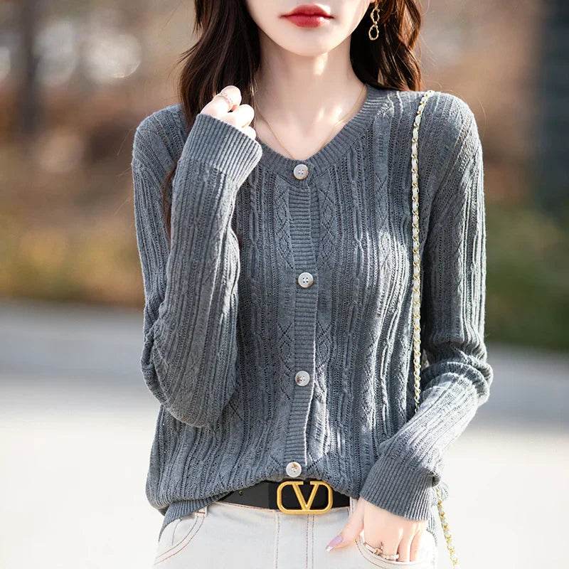 Cotton Knit O Ne Cardigan Sweater 1 - AngraBech