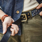 Cowhide Boro Print Retro Leaer Belt - AngraBech