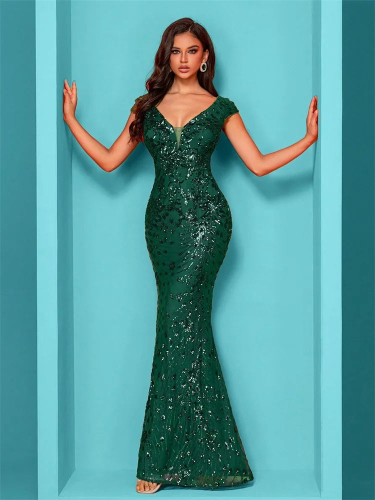 Fancy Mermaid Sequin Evening Gown