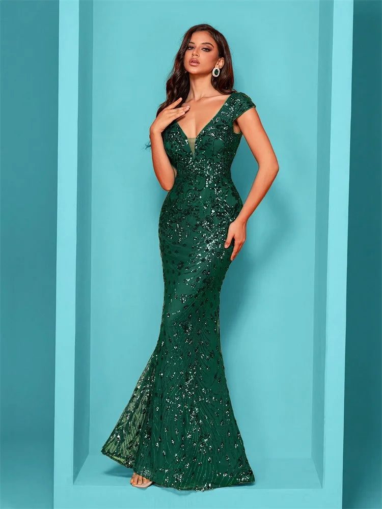 Fancy Mermaid Sequin Evening Gown