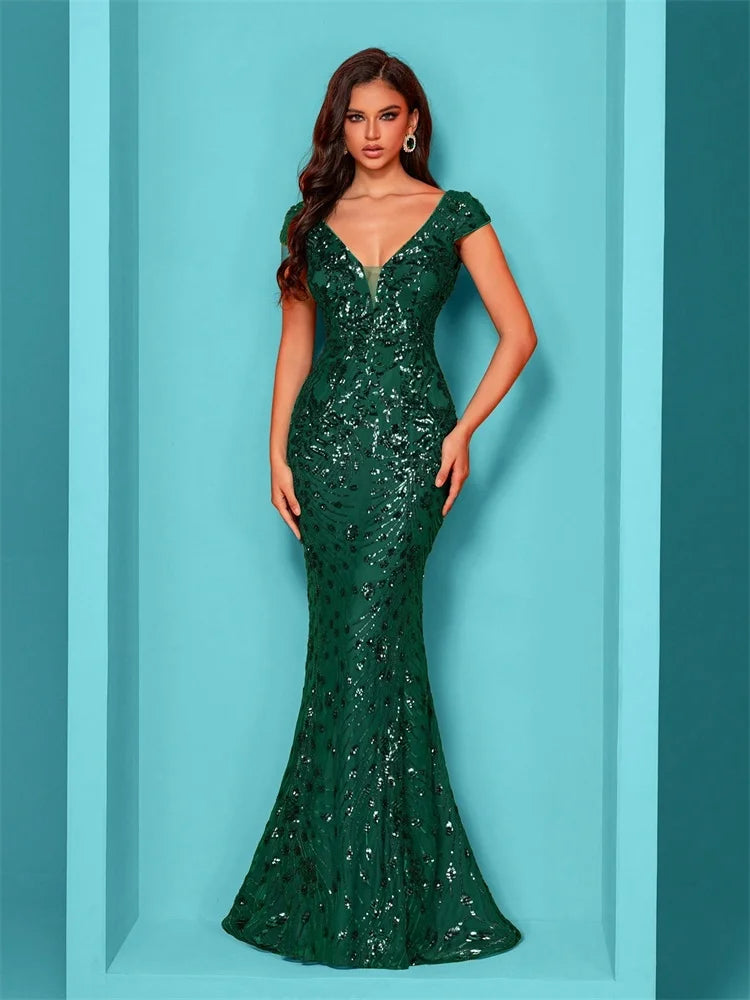 Fancy Mermaid Sequin Evening Gown