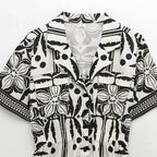 Womens Floral Print Short Blouses - AngraBech