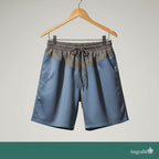 Mens Casual Cotton Blend Leopard Print Colorblo Elastic Waist Drawstring Loose Shorts