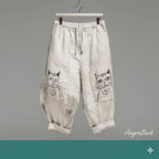 Mens Summer Fashion Cat Print Cotton And Linen