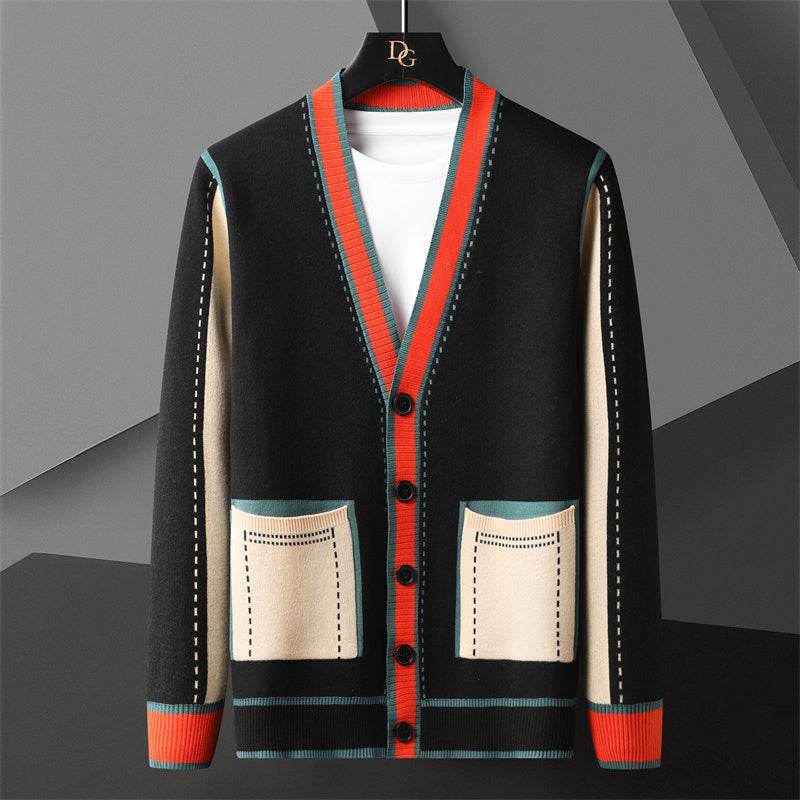Mens Knit Heritage Colorblo Cardigan - AngraBech