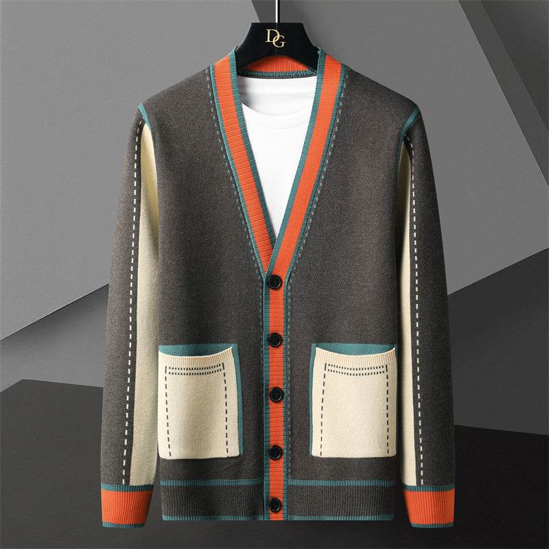 Mens Knit Heritage Colorblo Cardigan - AngraBech
