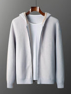 Mens Pure Cashmere Zipper Hooded Cardigan - AngraBech
