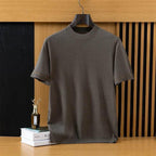 Mens Wool Knit Short Sleeve Sweater Tee - AngraBech