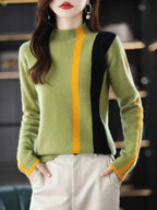 Merino Wool Colorblo Turtlene Sweater - AngraBech