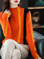 Merino Wool Colorblo Turtlene Sweater - AngraBech
