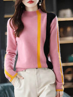 Merino Wool Colorblo Turtlene Sweater - AngraBech