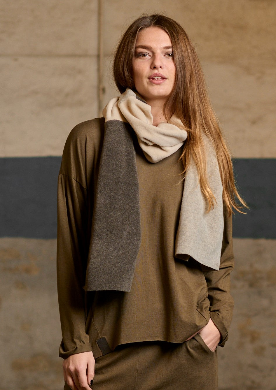 HENRIETTE STEFFENSEN COPENHAGEN NO WASTE SCARF - 4063NW SCARFS BARK/KIT/SAND 645