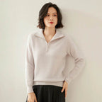 Pure Cashmere Half Zip Knitted Pullover 1 - AngraBech