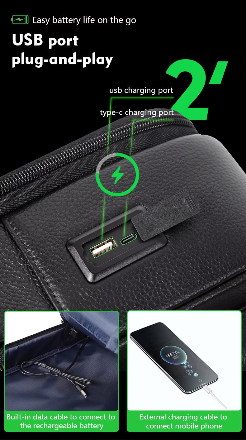 Premium Genuine Leaer Laptop Bapa Business And Travel Bag Wi Usb Charging Port