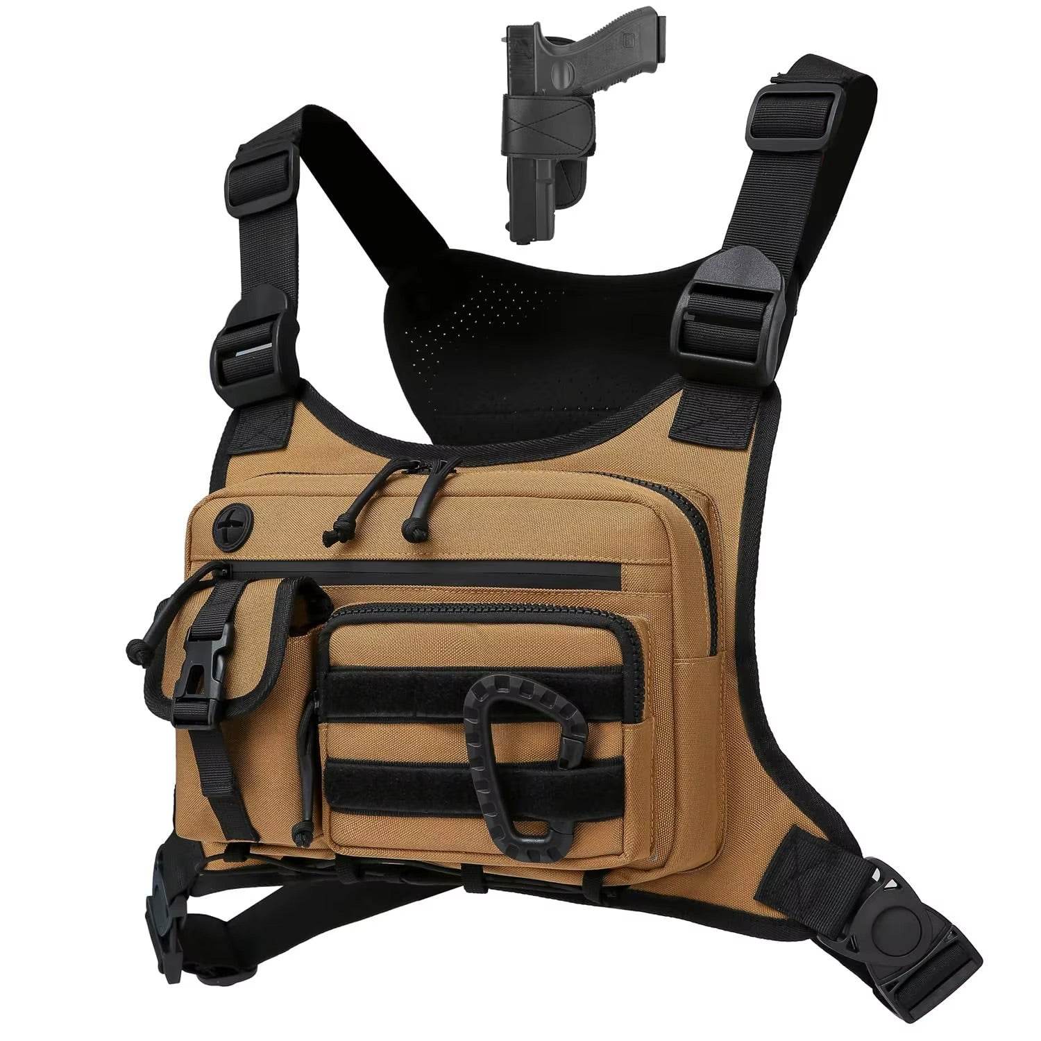 Tactical Chest Bag Vest Rig Adjustable Waterproof Multi Poet Utility Pa - AngraBech
