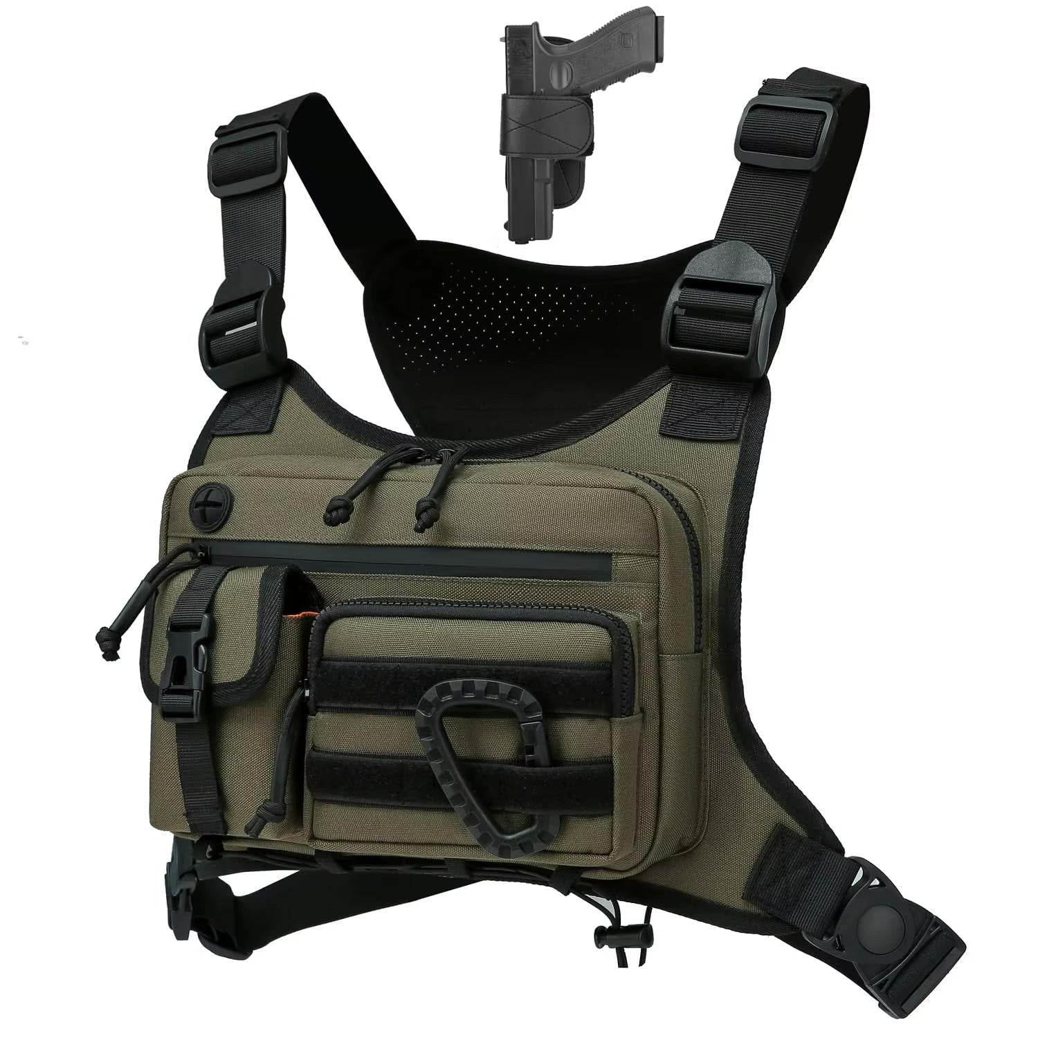 Tactical Chest Bag Vest Rig Adjustable Waterproof Multi Poet Utility Pa - AngraBech