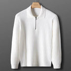 Slim Fit Vertical Stripe Polo Sweater - AngraBech