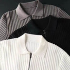 Slim Fit Vertical Stripe Polo Sweater - AngraBech
