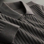 Slim Fit Vertical Stripe Polo Sweater - AngraBech