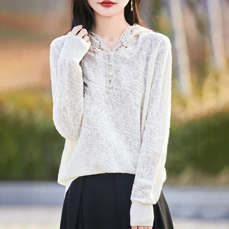 Soft Jacquard Knit Long Sleeve Pullover