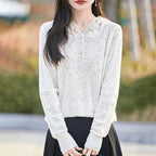 Soft Jacquard Knit Long Sleeve Pullover - AngraBech