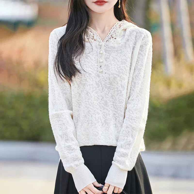 Soft Jacquard Knit Long Sleeve Pullover