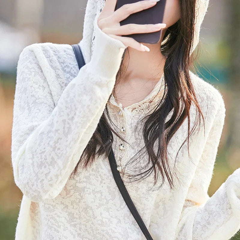 Soft Jacquard Knit Long Sleeve Pullover