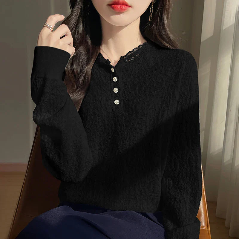 Soft Jacquard Knit Long Sleeve Pullover